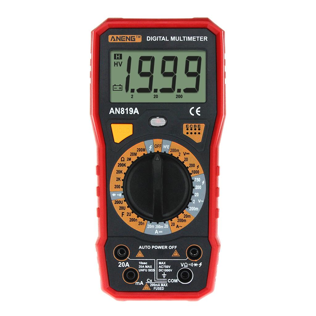 AN819A LCD Digital Multimeter Voltmeter Ammeter Ohmmeter with Test Leads
