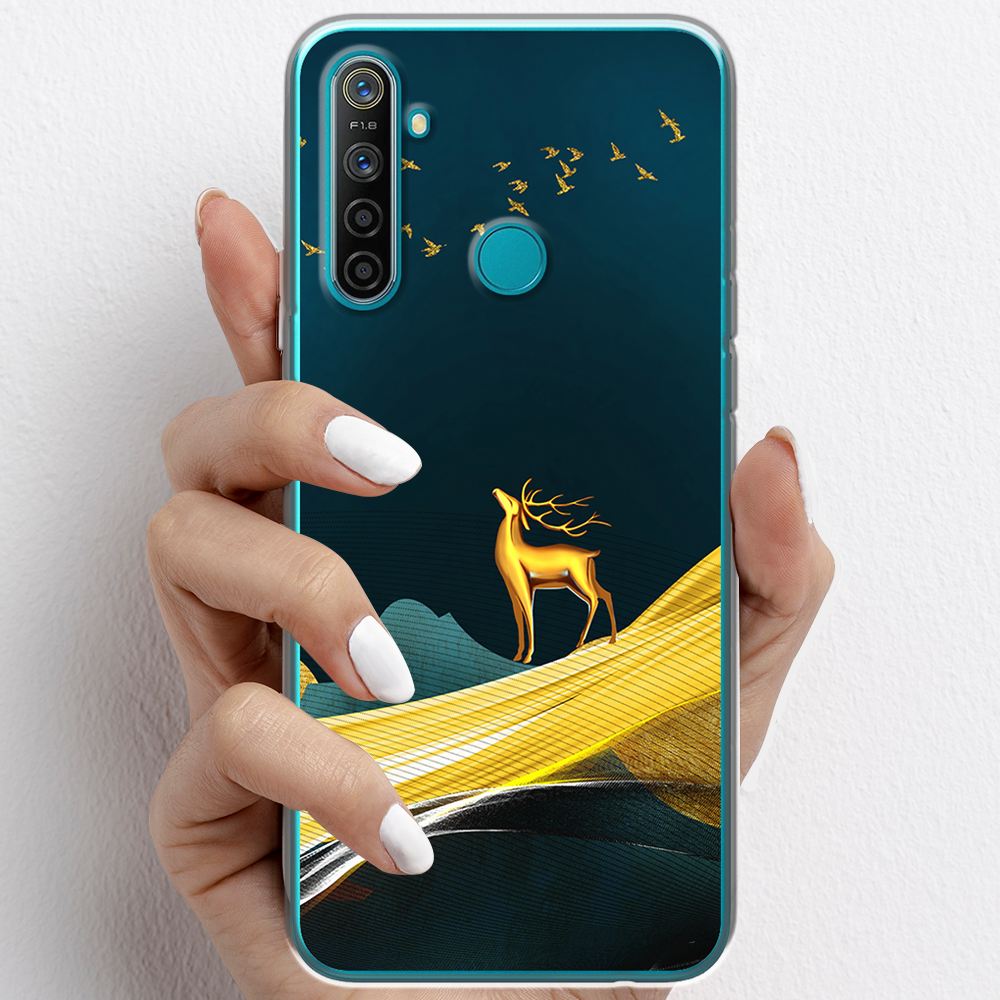 Ốp lưng cho Realme 5 Pro nhựa TPU mẫu Nai vàng