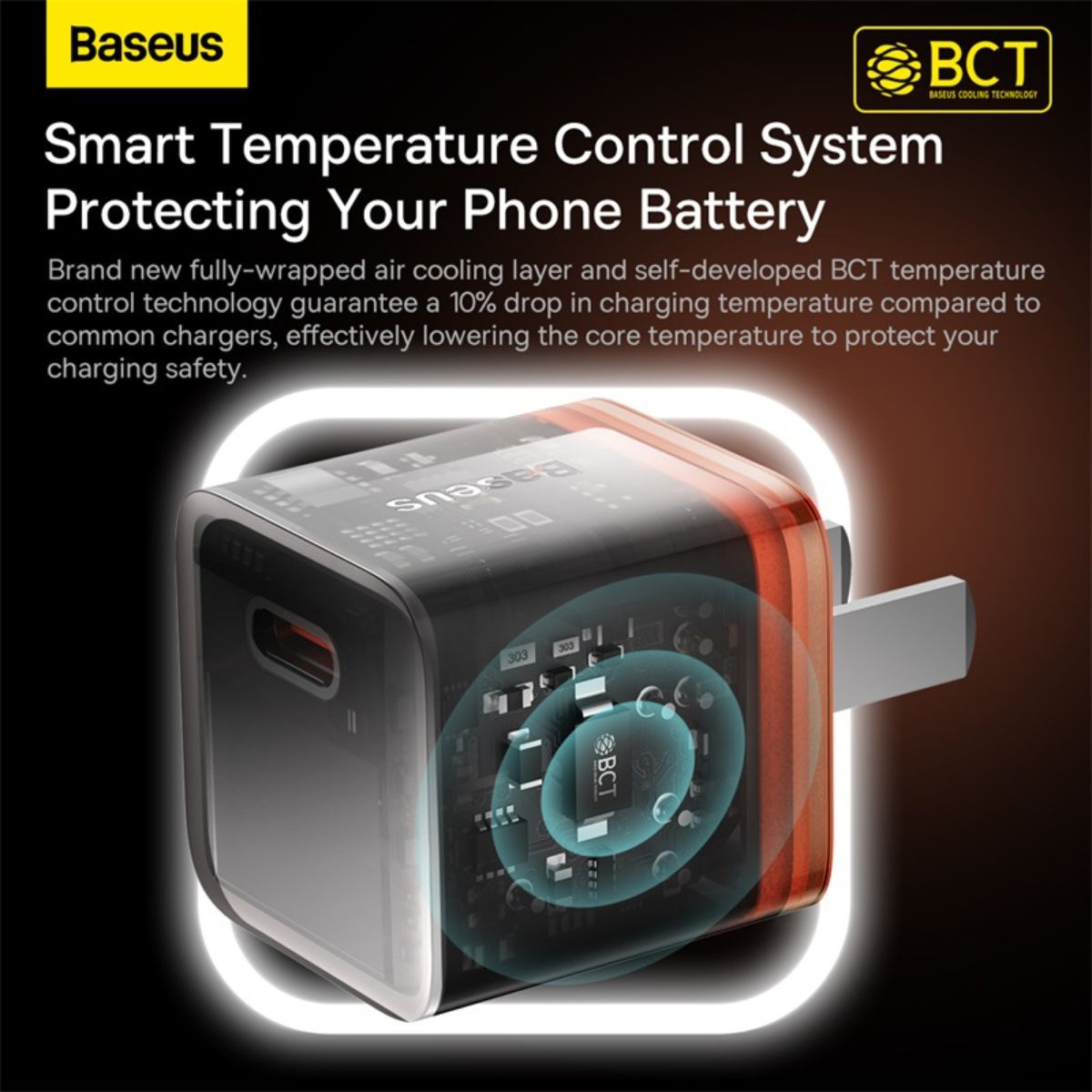 Củ sạc Baseus GaN5 Fast Charger (Mini) 1C 20W Amber Orange CCGP170007- Hàng Chính Hãng