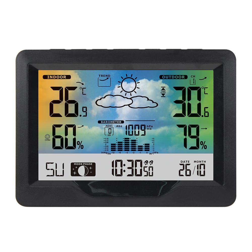 Wireless Weather Station Indoor Outdoor Color Screen Weather Forecast Station with Outdoor Sensor Digital Temperature