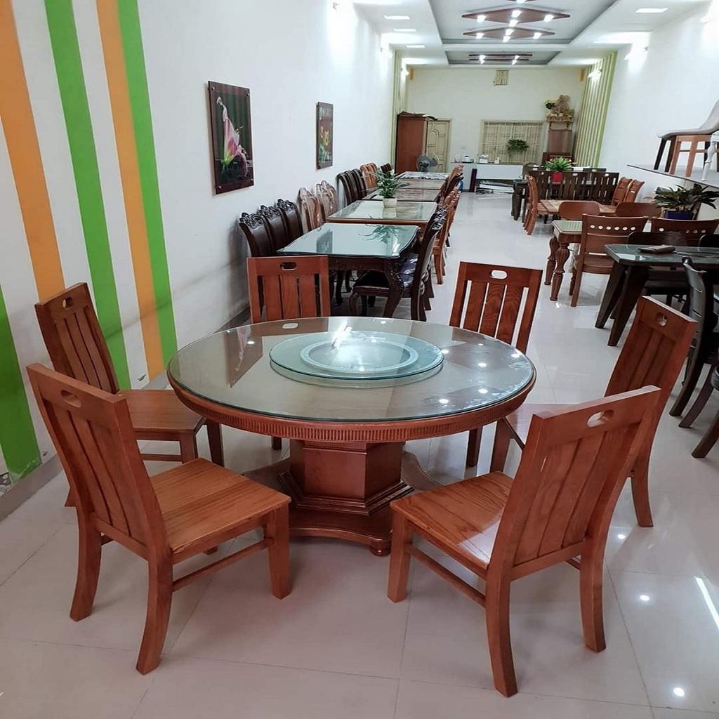 Bàn Ăn Tròn Thọ Cân 6 Ghế Gỗ Hương Đá