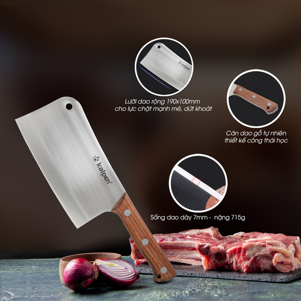 Dao chặt xương Inox không gỉ Kalpen KN4 chuẩn Đức, bảo hành 2 năm