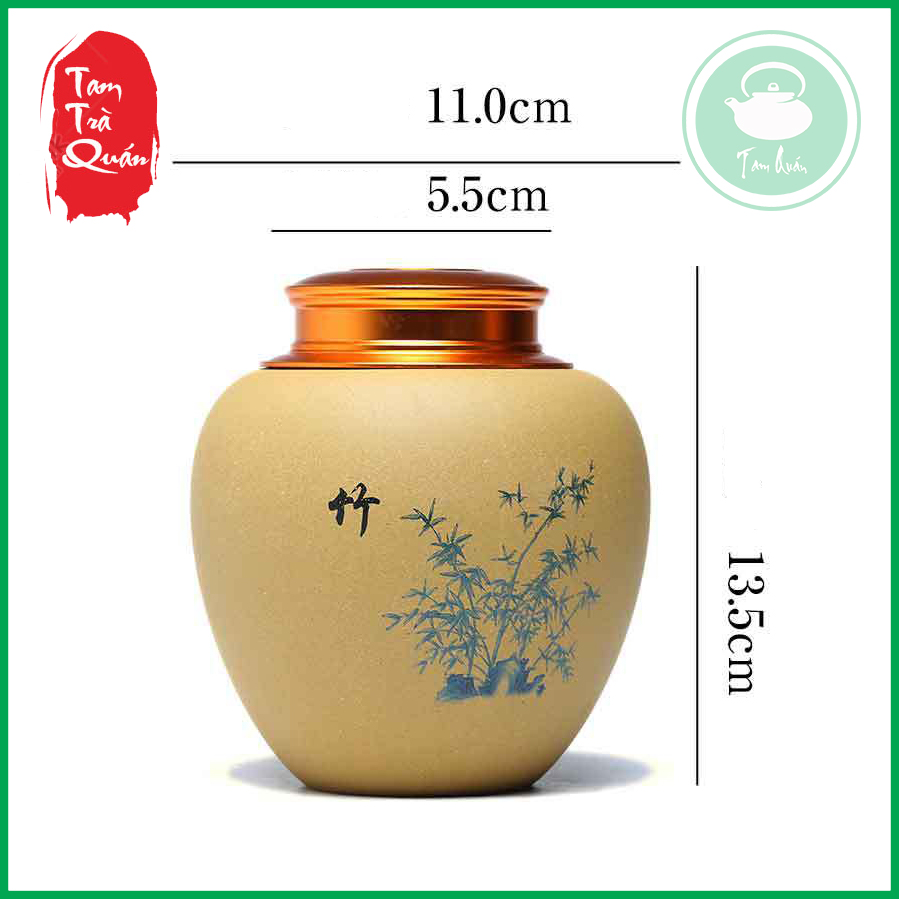 Hũ đựng trà lớn nắp đồng 2 lớp khít