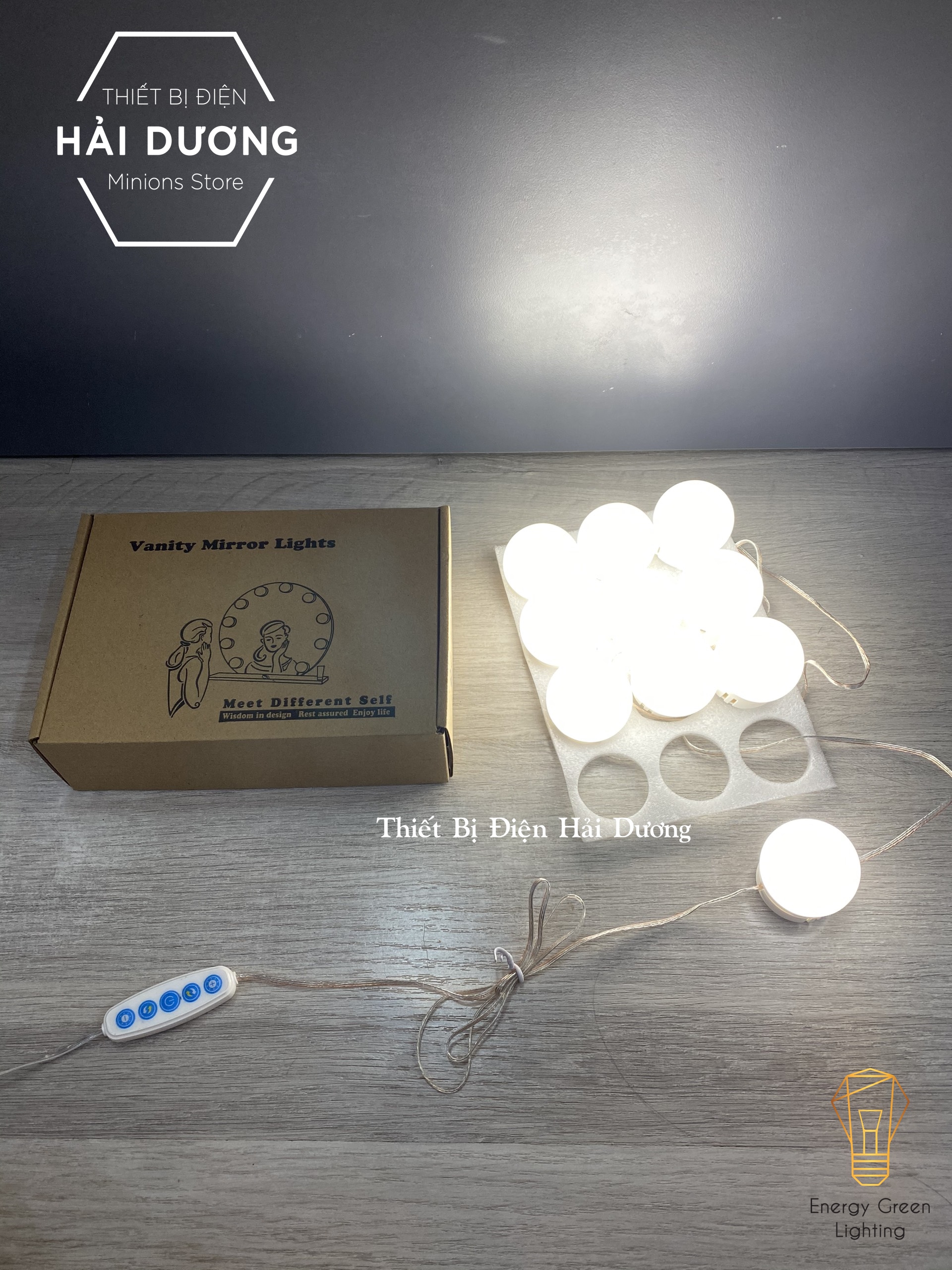 Set 10 bóng đèn LED chiếu sáng gương trang điểm BL-031 - Dán gương tiện lợi - 5 chế độ sáng - Tăng giảm ánh sáng