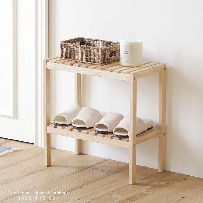 KỆ GỖ DECOR / KỆ GIÀY DÉP MINI CHO HOMESTAY - MÀU GỖ TỰ NHIÊN -SIZE 2FS