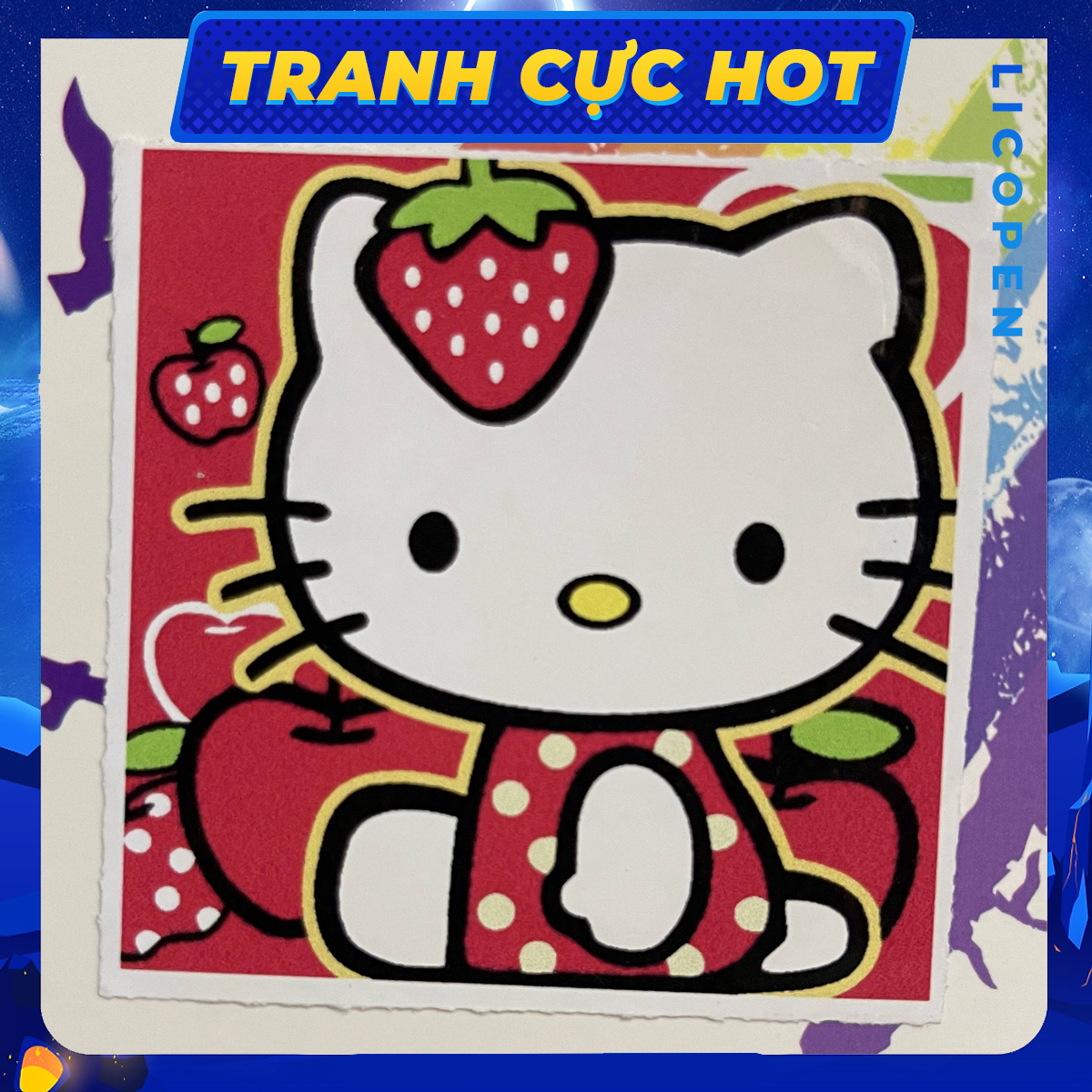 Tranh Tô Màu Trẻ Em - Tranh Hello Kitty đỏ - TE07