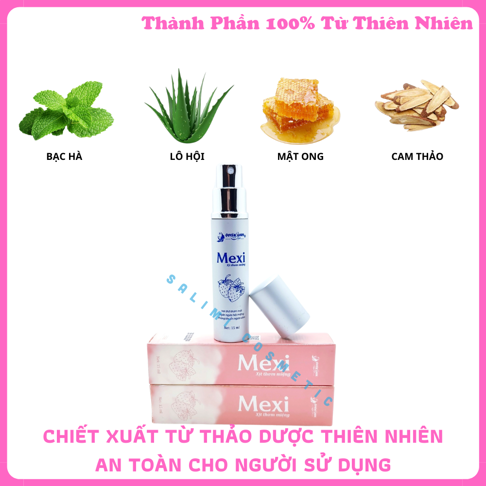 Xịt Thơm Miệng MEXI 15ml Quyên Lara, Giúp Hơi Thở Thơm Mát, Hết Hôi Miệng, Giảm Tình Trạng Viêm Lợi, Viêm Chân Răng