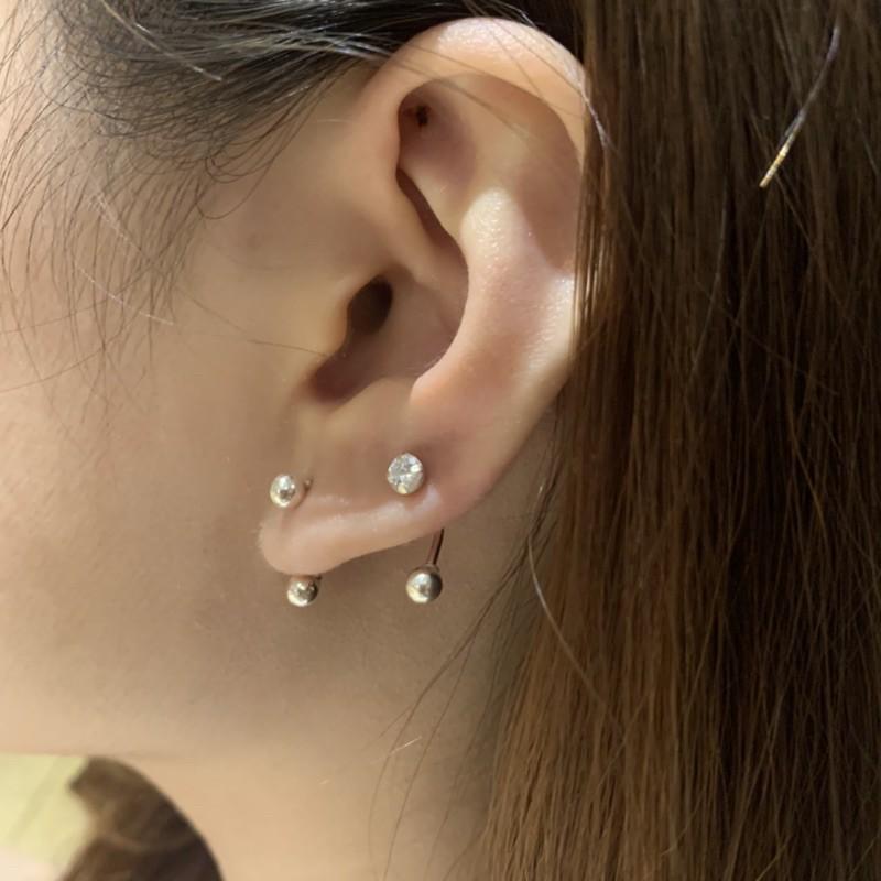 Bông tai bạc chốt bi vặn