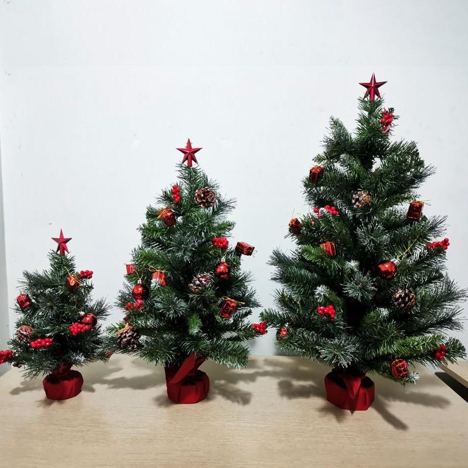 Cây thông noel 3 loại lá sẵn phụ kiện cây trang trí giáng sinh - Cây thông+Led vàng