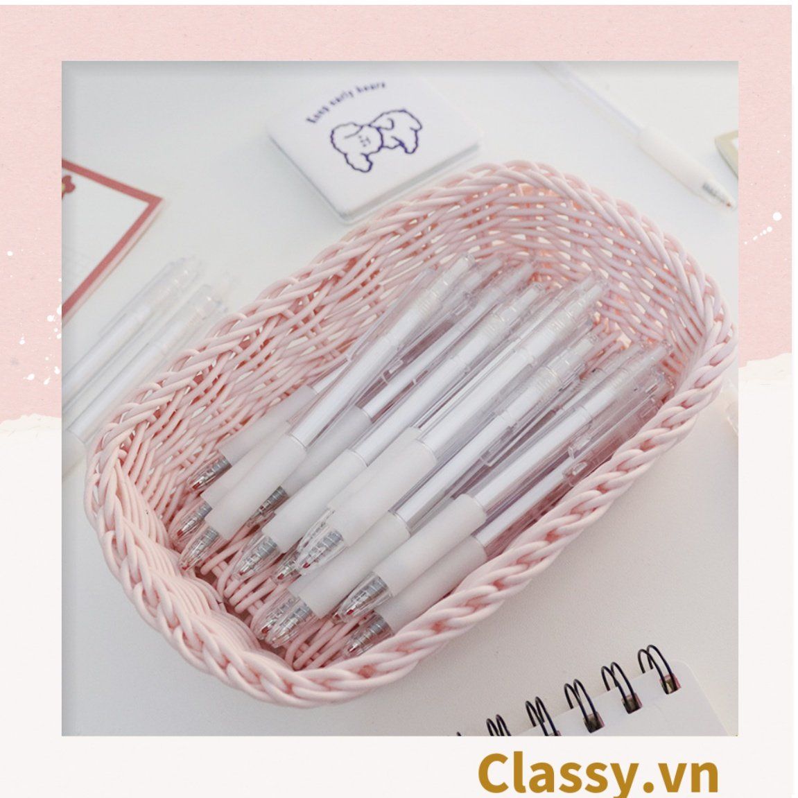 Classy Bút bi mực đen trơn màu cơ bản có miếng đệm tay giảm đau tay khi sử dụng lâu PK1650