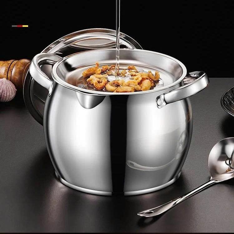 Âu tròn inox 304 không gỉ có nắp đậy size 1 lít, Thố inox có tay cầm đựng thức ăn, tích trữ dầu mỡ đa năng