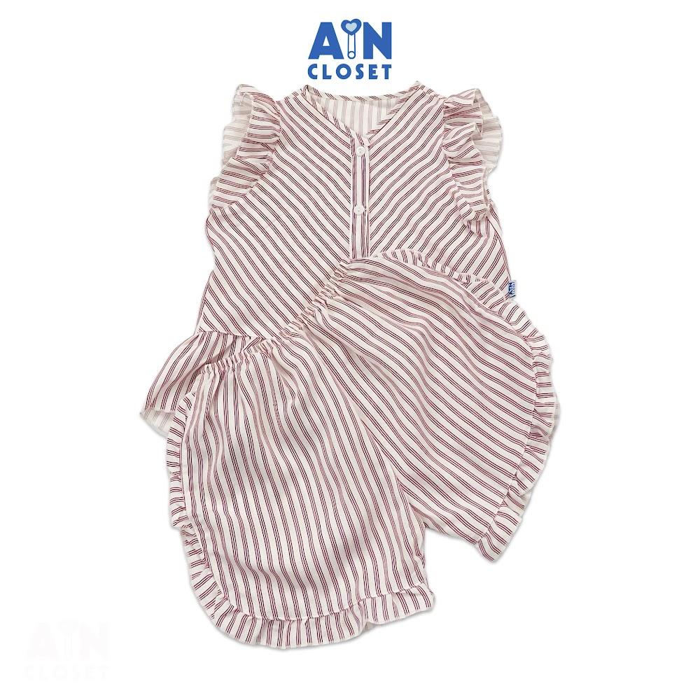 Bộ quần áo ngắn bé gái họa tiết Kẻ Đỏ cotton - AICDBGPZCULS - AIN Closet