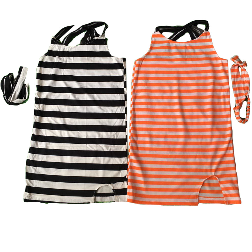 Combo 2 váy 2 dây bé gái kẻ ngang size 1-6 giao màu ngẫu nhiên