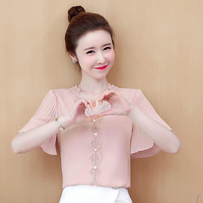 Áo sơ mi cổ v tay cánh tiên-áo sơ mi nữ điệu đà