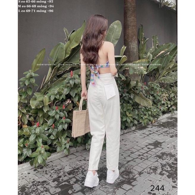 (Kaki - ) Quần baggy nữ trắng rách sọc chất kaki jean cao cấp thời trang H.N.M STORE