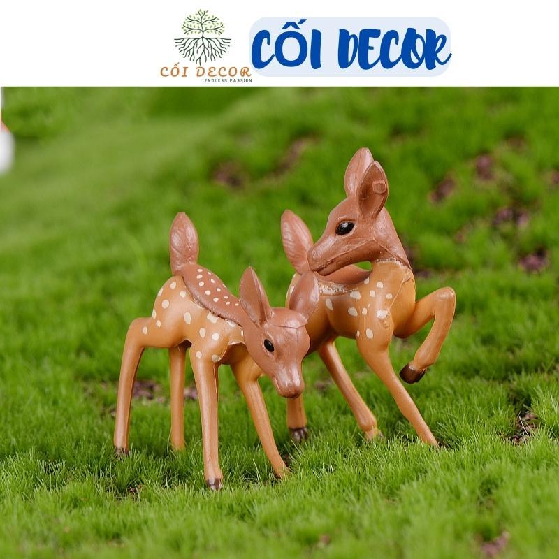 Tiểu cảnh mini ️ Mô hình con nai gặm cỏ trang trí tiểu cảnh sen đá, sân vườn, terrarium, bàn làm việc