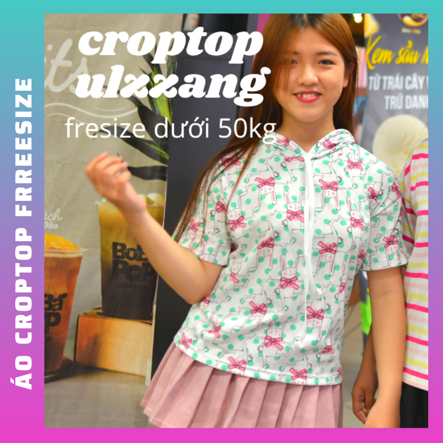 Áo Croptop nữ  cute , có thể mặc thành áo cặp bạn thân, chất thun cotton 100% cao cấp , ÁO THUN NỮ FREESIZE DƯỚI 50KG