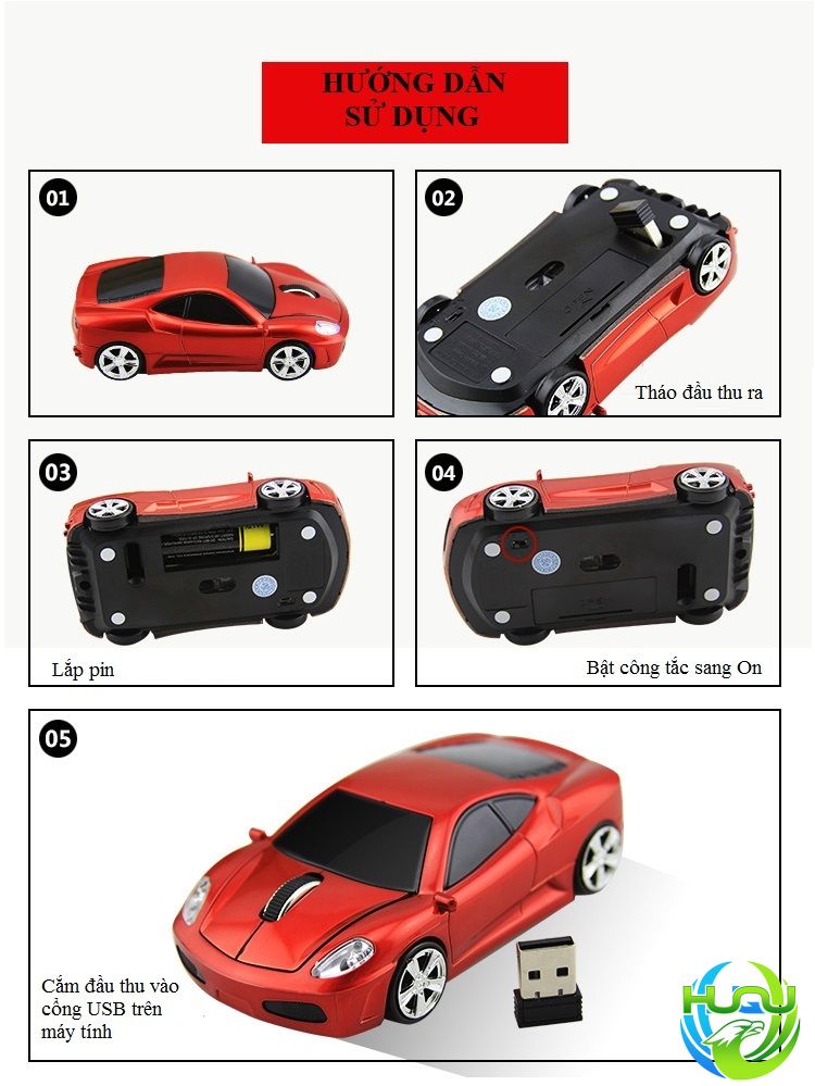 chuột không dây siêu xe Ferrari Huqu V3- Hướng dẫn sử dụng