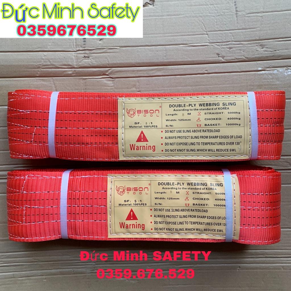 Dây cáp vải cẩu hàng 5 tấn 8 mét dây bẹ cẩu hàng bản dẹp