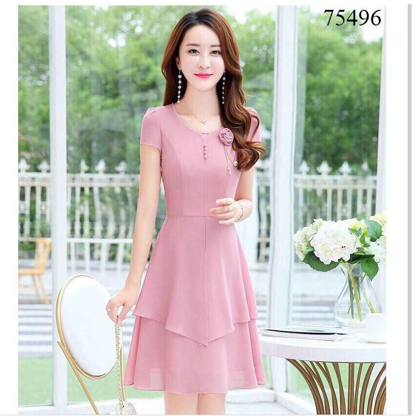 Đầm voan chiffon đính bông thanh lịch - sang trọng cho phái nữ