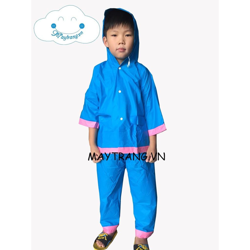 Bộ Áo Mưa Nhựa Em Bé - Xanh Nước Biển Cho bé từ 25-35KG