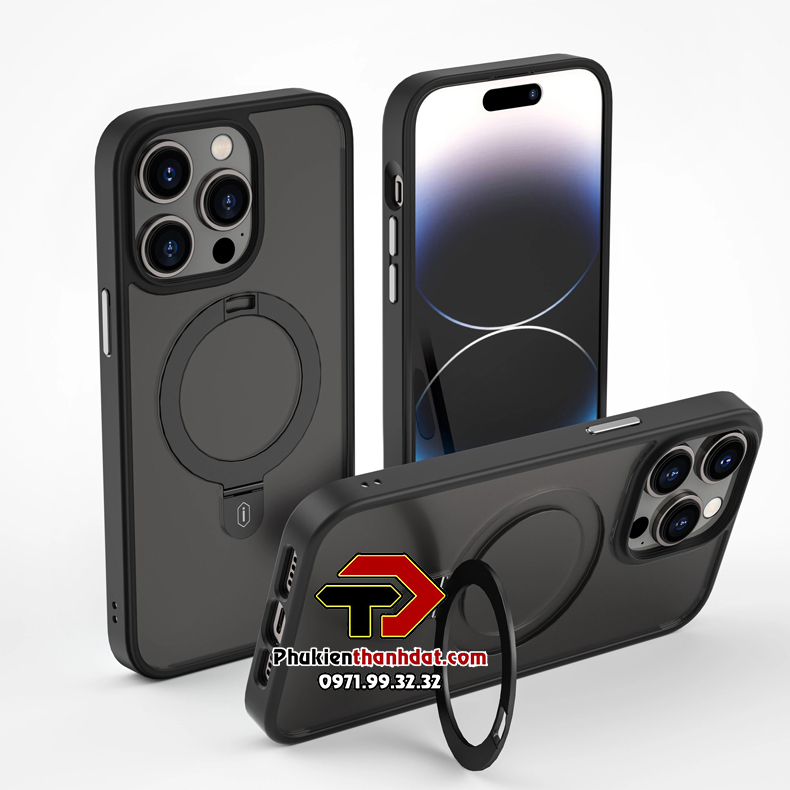 Ốp lưng dành cho iPhone 14 Pro Max hỗ trợ sạc không dây, có chân chống dựng điện thoại chính hãng WIWU Protective Case  -Hàng chính hãng