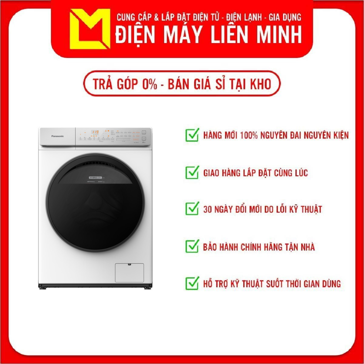 Máy giặt sấy Panasonic 9.0 KG NA-V90FC1WVT - Hàng Chính Hãng - Chỉ Giao Hồ Chí Minh