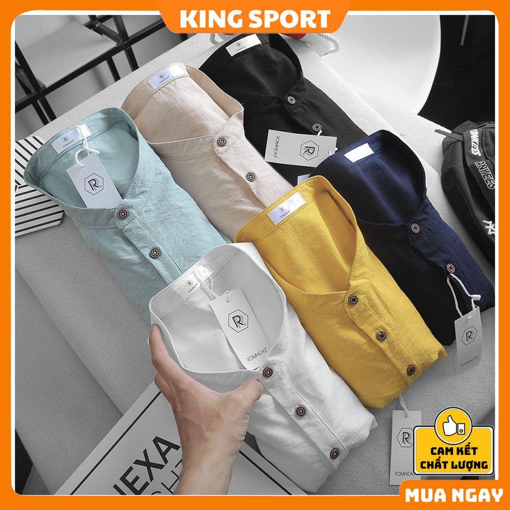 Áo đũi nam cổ tàu tay ngắn vải đũi thái mềm mịn dày dặn thoáng mát cao cấp bigsize đi biển BIBINO