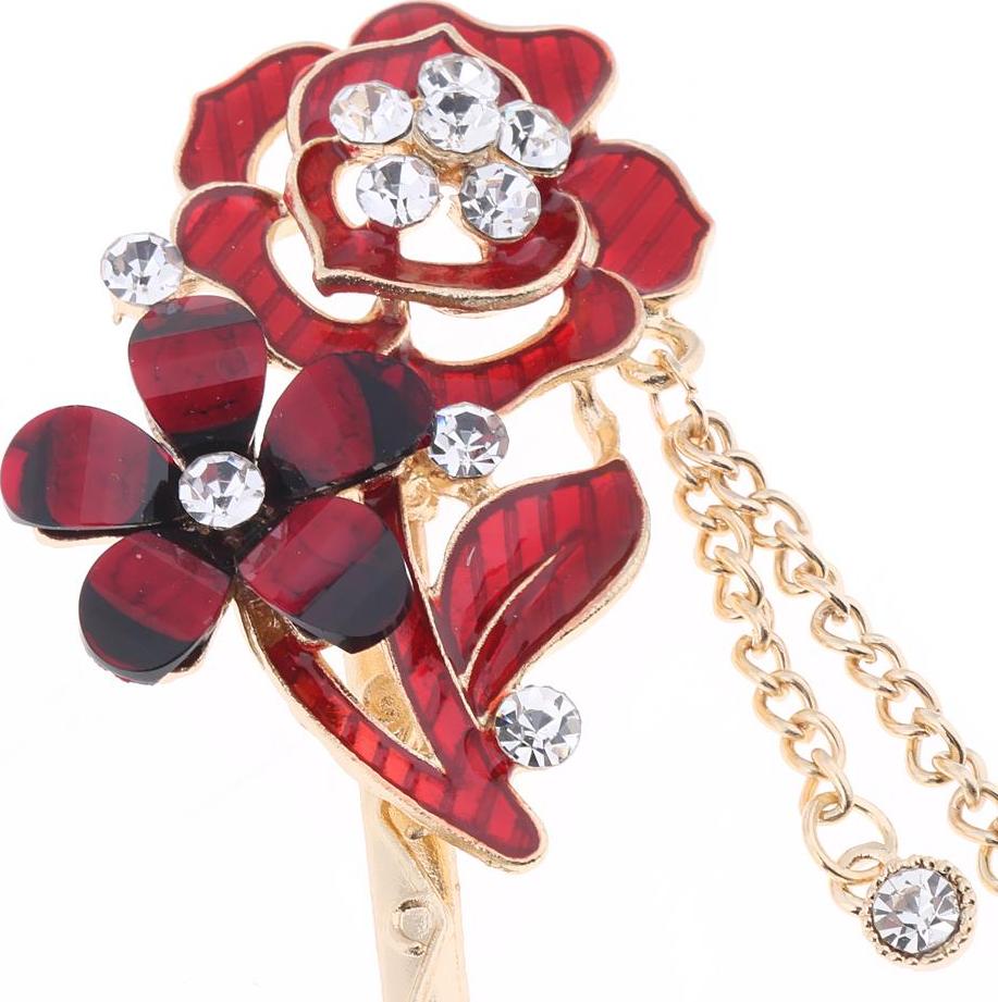 Trung Quốc Hair Stick Hair Decor Hoa Rhinestone Wedding Party Kẹp Tóc - Red