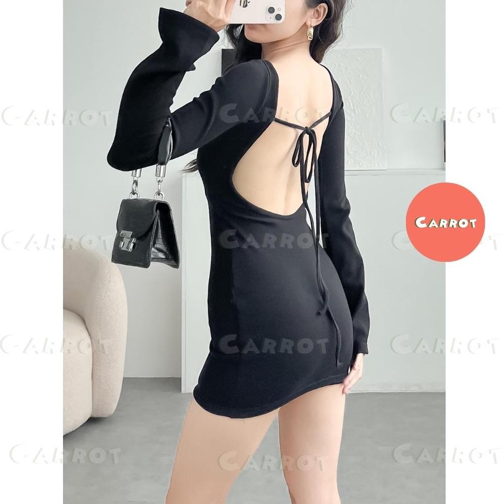 Váy body đầm ôm body nữ ngắn thiết kế tay dài kiểu năng động đường phố hàn quốc sexy đẹp carrotxinhdep hình thật