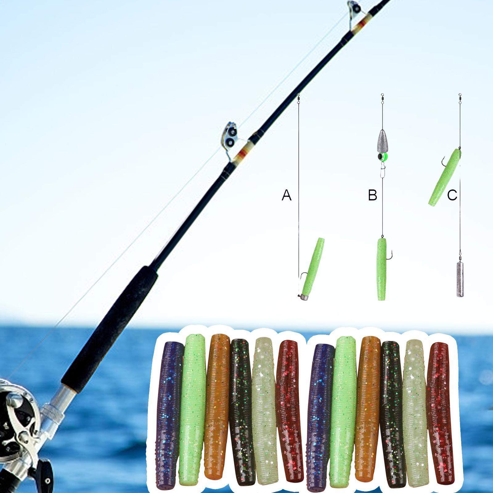 12x Worm Fishing Lures Portable Fishing Baits Set for Salmon Panfish Sunfish