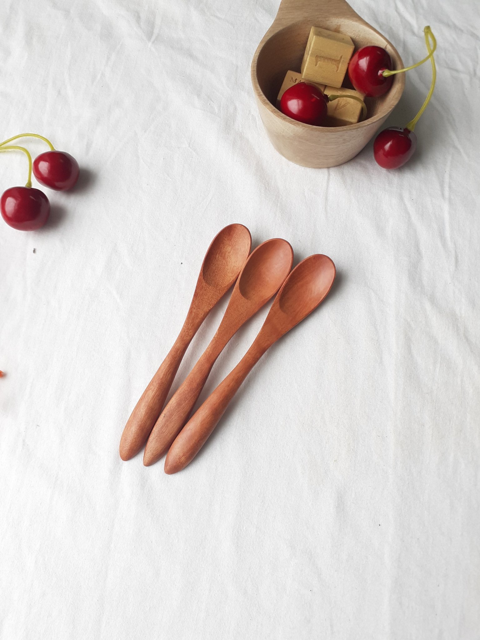 Bộ 6 thìa, muỗng gỗ nhãn nhỏ màu nâu 12 cm x 2 cm