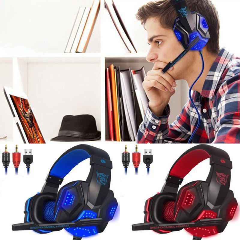 PC780 Tai Nghe Tai Nghe Chụp Tai Có Dây Game Thủ Tai Nghe Âm Thanh Stereo Tai Nghe Có Mic LED Cho Máy Tính PC PS4 Game Thủ Tai Nghe