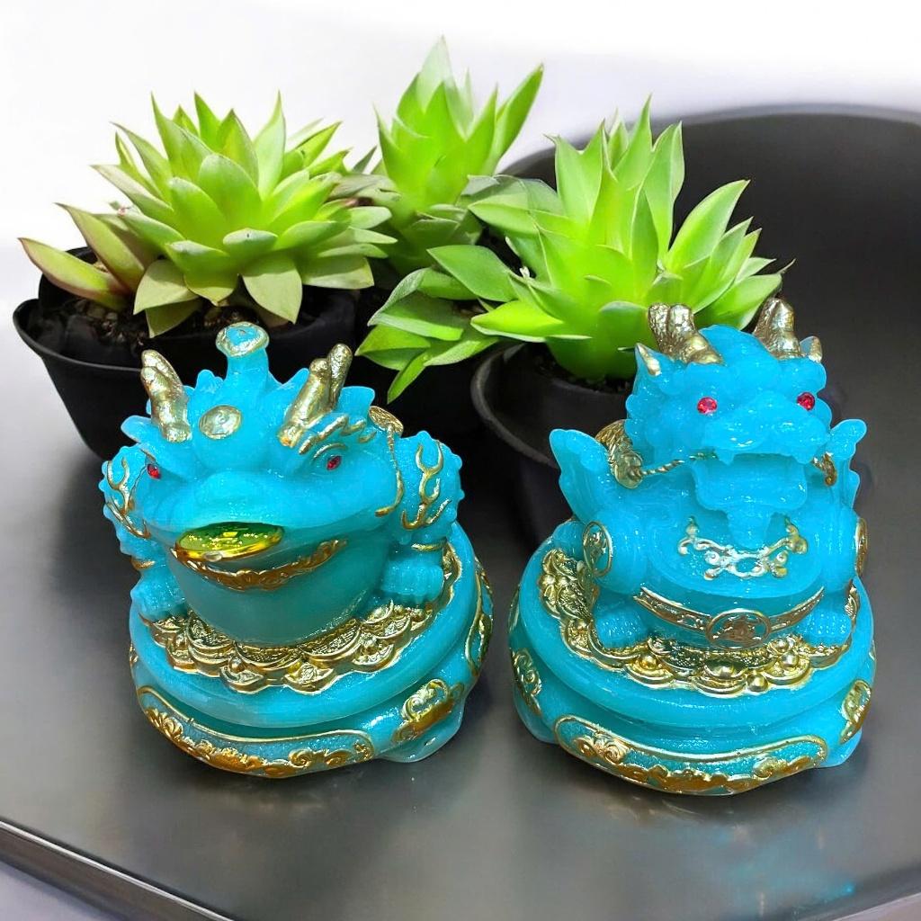{RV} Cặp cóc tỳ đá xanh lá mini RỒNG VIỆT, cặp thiềm thừ đá đúc đài loan cao cấp