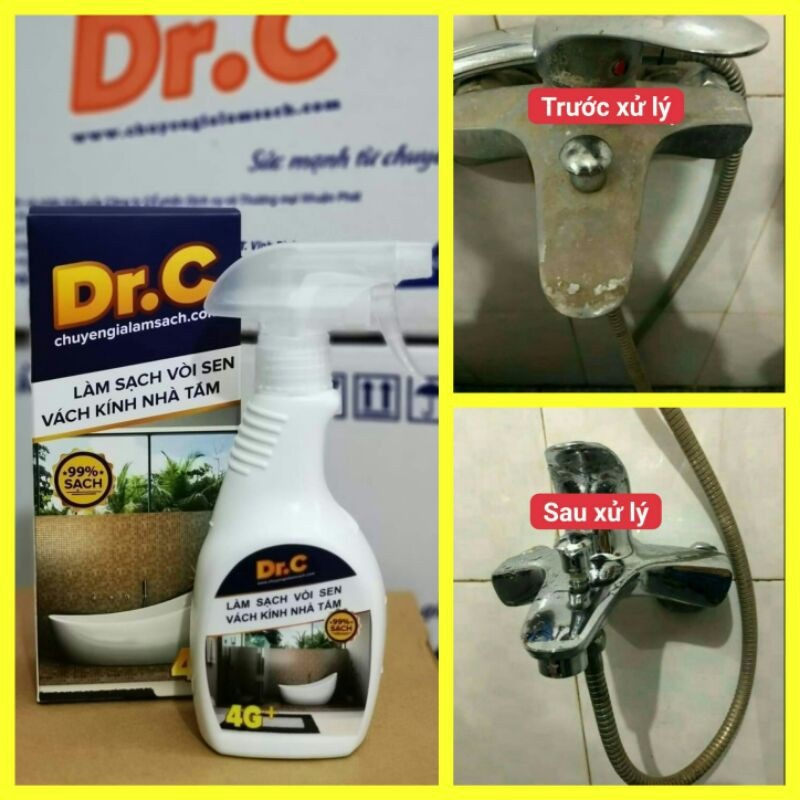 Dr.C 4G Dung dịch Tẩy Cặn Canxi, Làm Sạch Sen Vòi Inox, Cabin Tắm