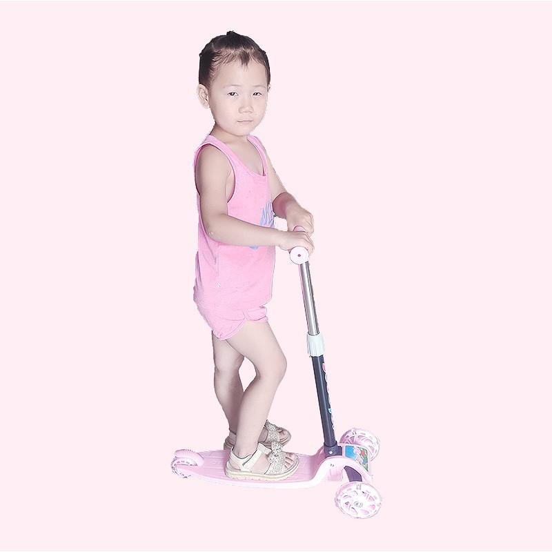 (HÀNG HOT) Xe Scooter Cao Cấp Cho Bé 2-8 Tuổi 3 Bánh Có Đèn LED Gấp Gọn Bền Đẹp 2020