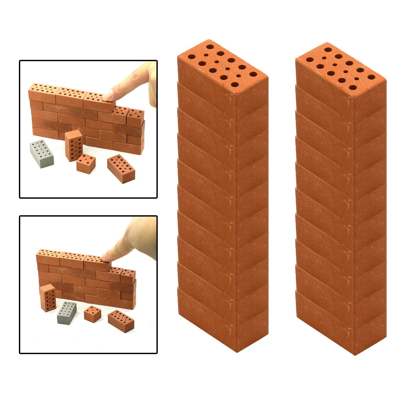 20x Miniature Bricks for Dolls Garden DIY Red
