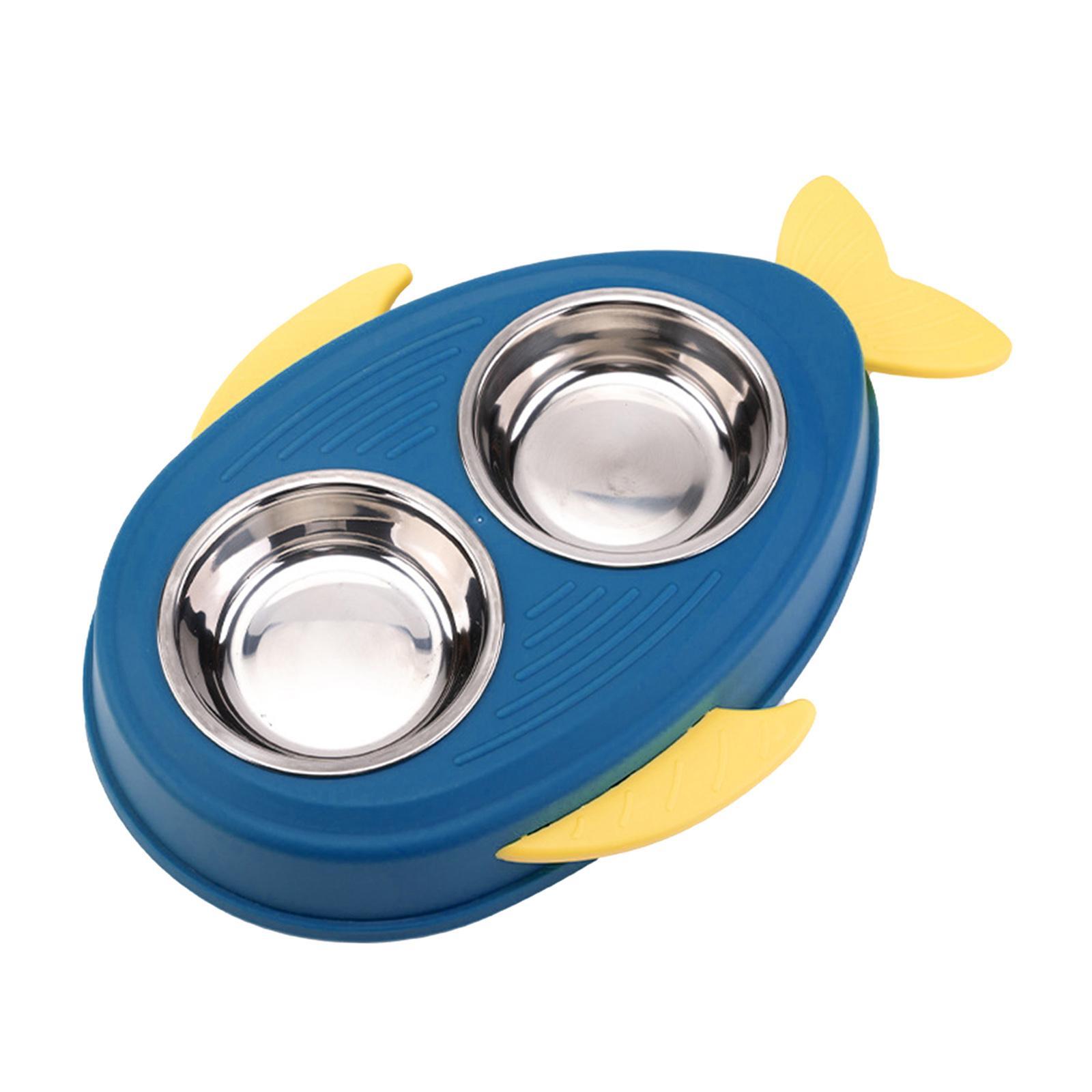 Water and Food Bowls Pet Feeder Waterer  Dispenser Blue