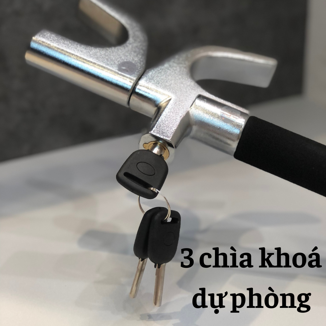 Khoá Vô Lăng Ôtô - Khoá tay lái xe hơi, đầu búa thoát hiểm + TẶNG KÈM MIẾNG MÚT DÁN CHỐNG TRẦY