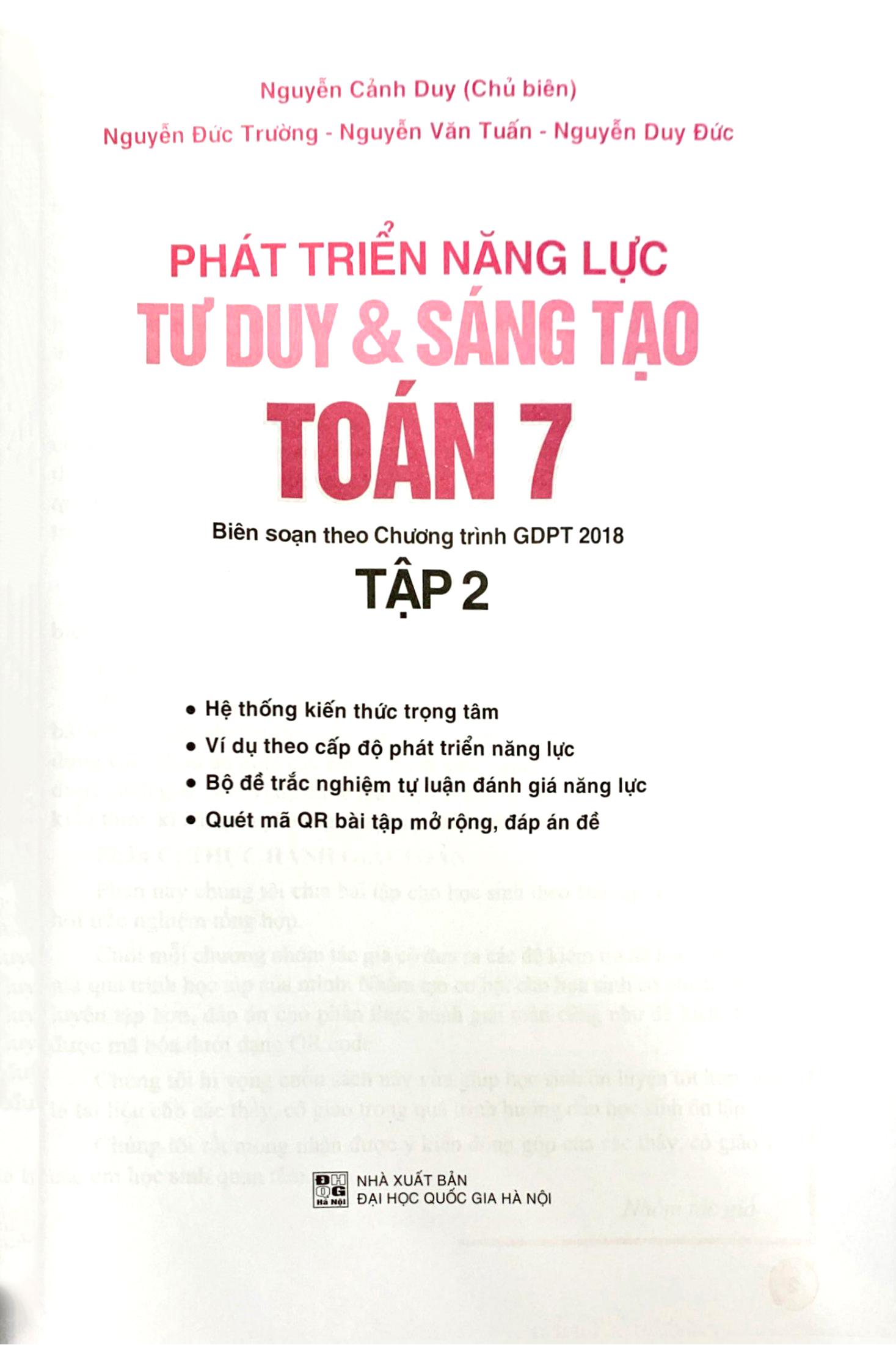 Phát Triển Năng Lực Tư Duy Và Sáng Tạo Toán 7 - Tập 2