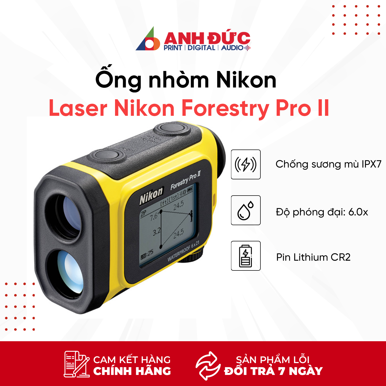 Ống nhòm Nikon Laser Đo Khoảng Cách Rangefinder Forestry Pro II Cao Cấp - Hàng Chính Hãng VIC