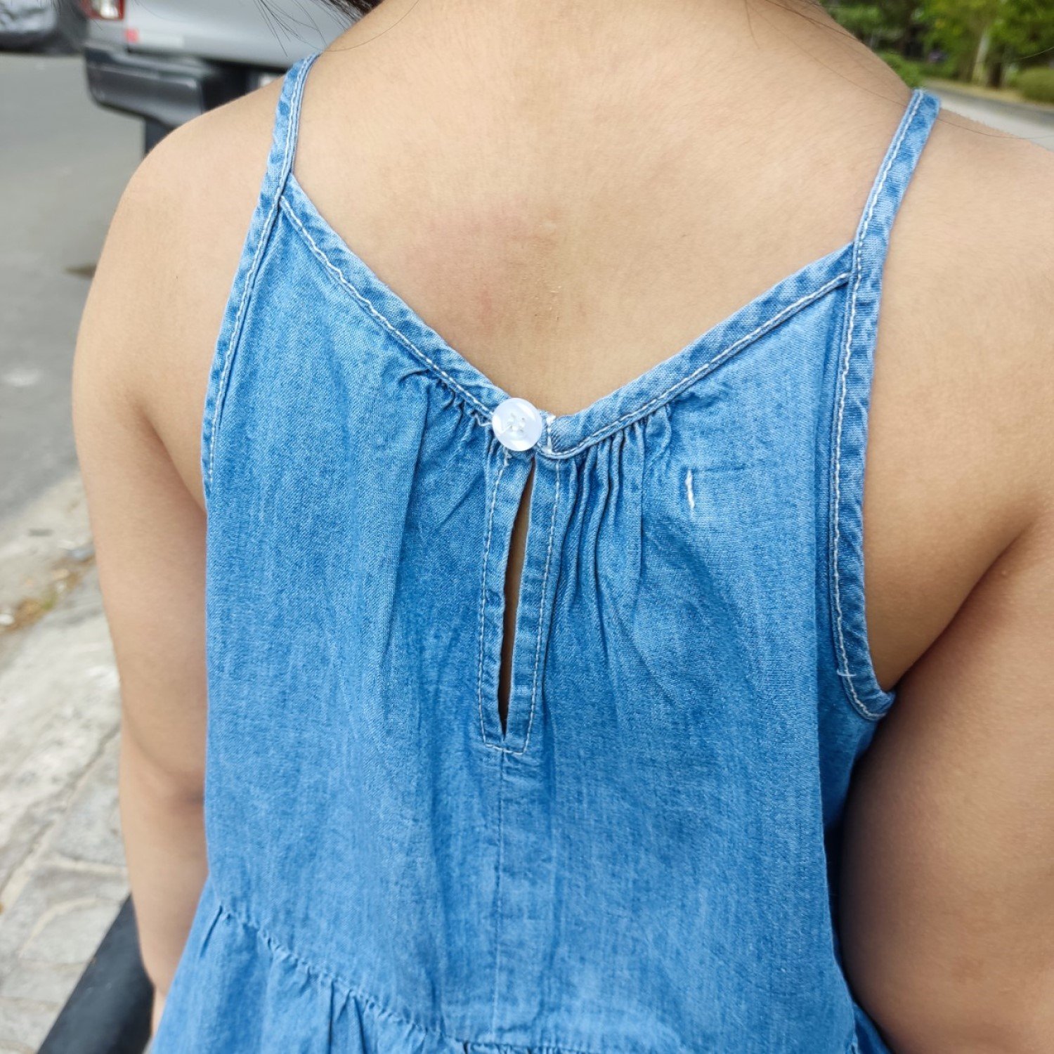G00000513 Đầm jean maxi cho bé diện ngày hè, chất jean bò giấy nhẹ mát