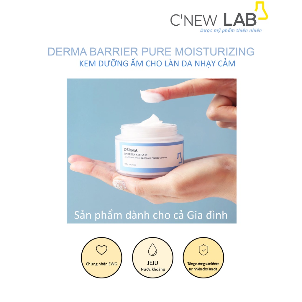 Kem Dưỡng Da Cấp Ẩm Derma Barrier Pure Moisturizing Cream C'NEW LAB Giúp Da Mịn Màng, Tươi Sáng 100ml - Màu Xanh