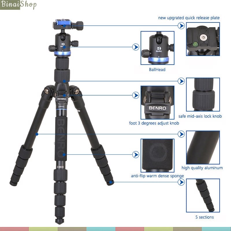 Benro IF19 - Chân Đế Tripod Đa Năng Cho Máy Ảnh, Máy Quay, Tải Trọng 8Kg, Chiều Cao Tối Đa 1.47m