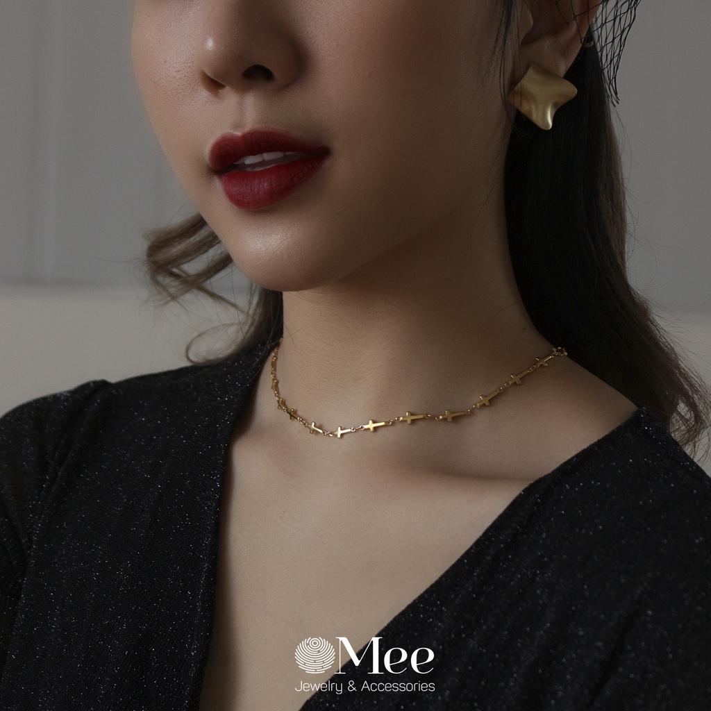 Vòng cổ choker chữ thập Mee dây chuyền titan cá tính - N2582