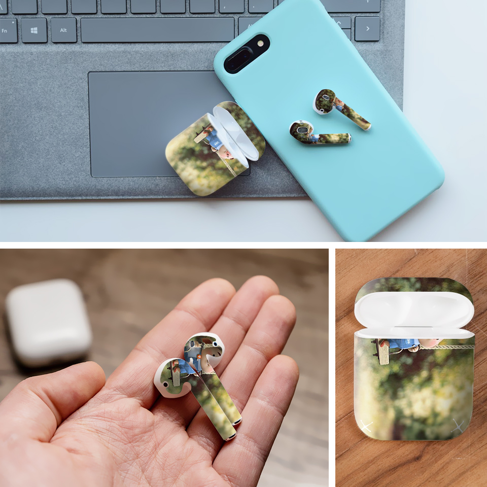 Miếng dán skin chống bẩn cho tai nghe AirPods in hình Heo con dễ thương - HEO2k19 - 044 (bản không dây 1 và 2