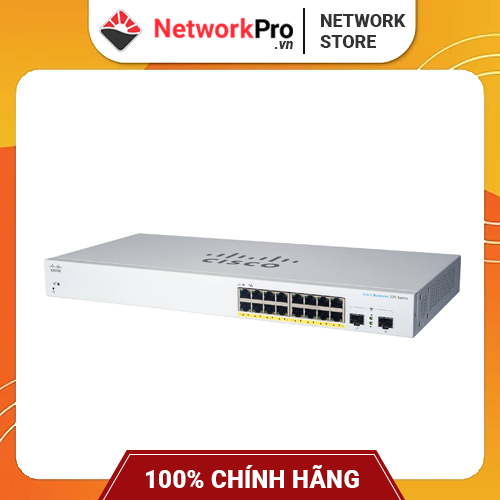 Switch Cisco CBS220-16T-2G-EU 16 Ports 1GE, 2 Ports SFP 1G Uplink - Hàng Chính Hãng