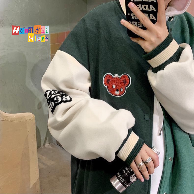 Áo Khoác Bomber Con Gấu Cost Bear Ulzzang Unisex Dáng Rộng Nam Nữ - MM - M