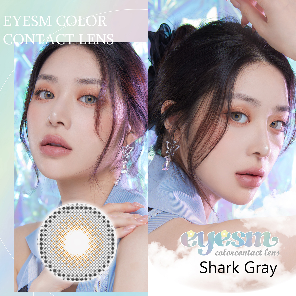 Kính áp tròng Eyesm Shark Gray - Lens màu mắt xám, sử dụng 1-6 tháng