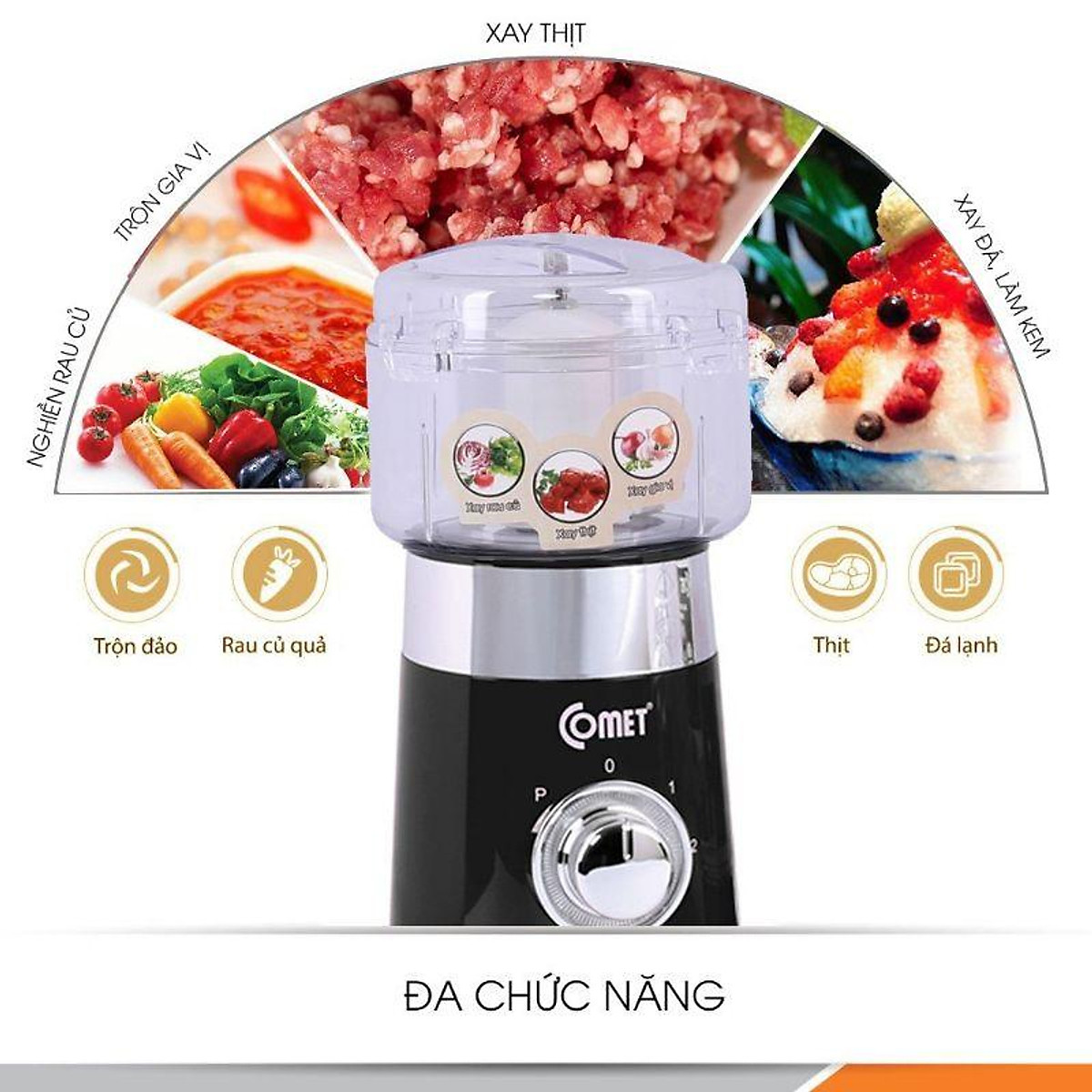 Máy xay ép sinh tố đa năng kháng vỡ COMET CM9989 - 1 Lít - Hàng Chính Hãng